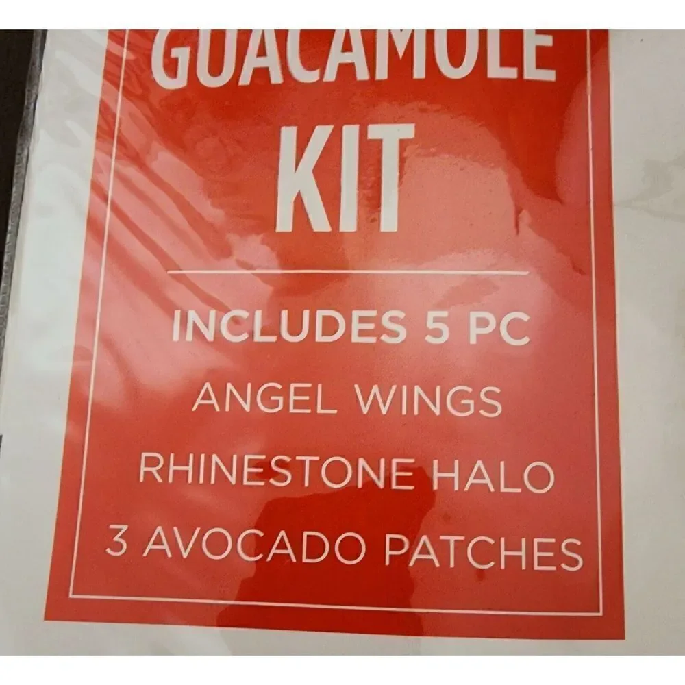Holy Guacamole Costume Kit Novelty Avacado Patch Rhinestone Halo Angel Wings OS